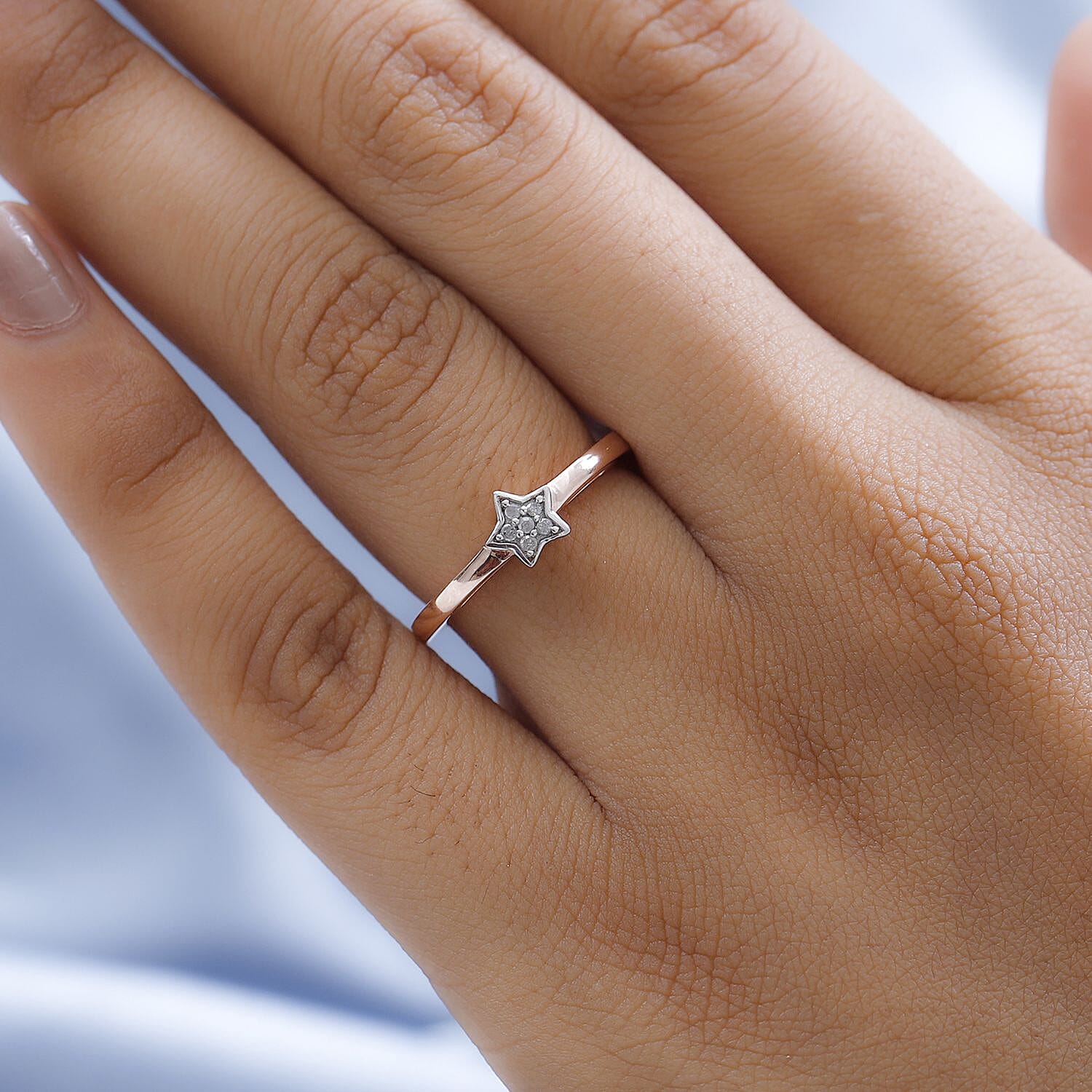 Diamond Star Stackable Ring in Sterling Silver with 18K Vermeil Rose Gold V32518704 3