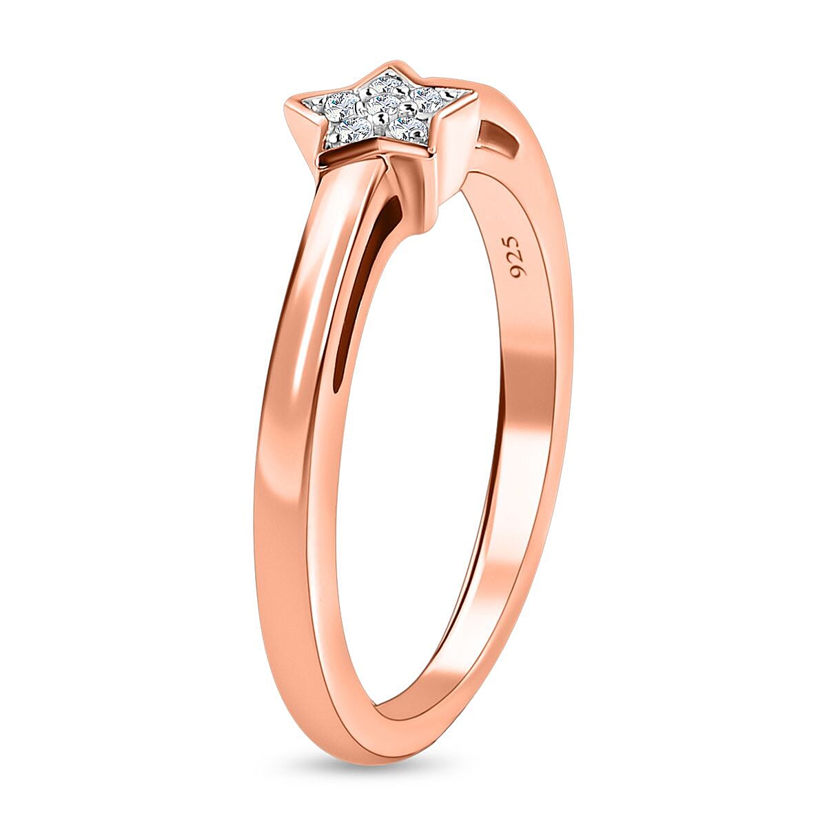 Diamond Star Stackable Ring in Sterling Silver with 18K Vermeil Rose Gold V32518704 4