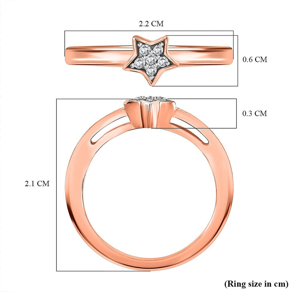 Diamond Ring in Rose Gold Overlay Sterling Silver