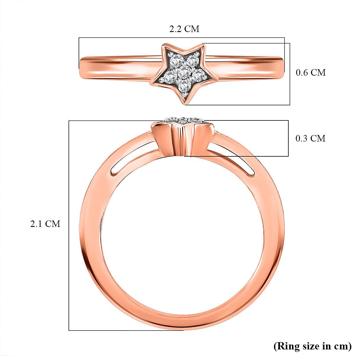 Diamond Star Stackable Ring in Sterling Silver with 18K Vermeil Rose Gold V32518704 6