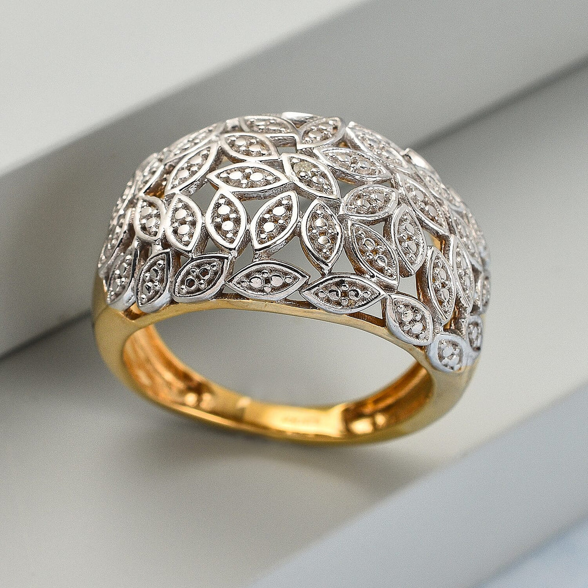 White Diamond Ring in 18K Vermeil YG Plated Sterling Silver 7620525 1