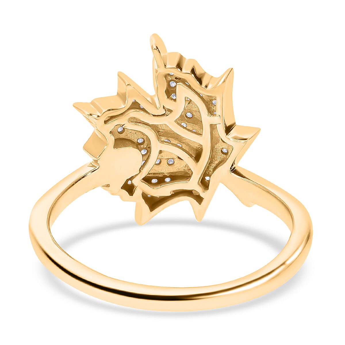 Diamond Maple Leaf Ring in 18K Vermeil YG Plated Sterling Silver 7651255 3