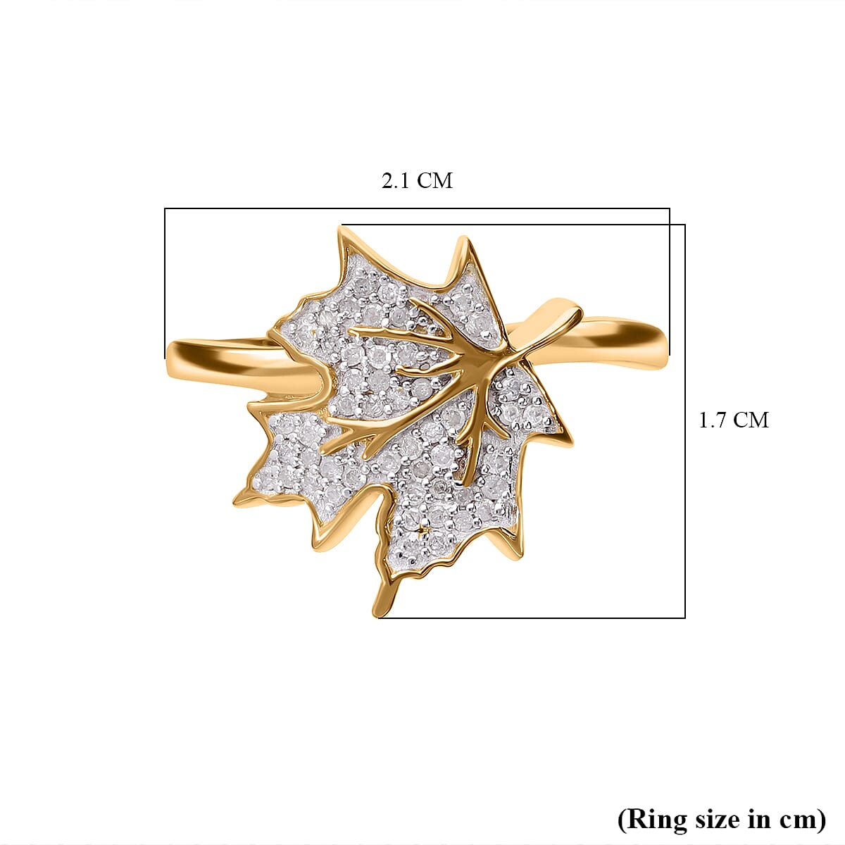 Diamond Maple Leaf Ring in 18K Vermeil YG Plated Sterling Silver 7651255 4
