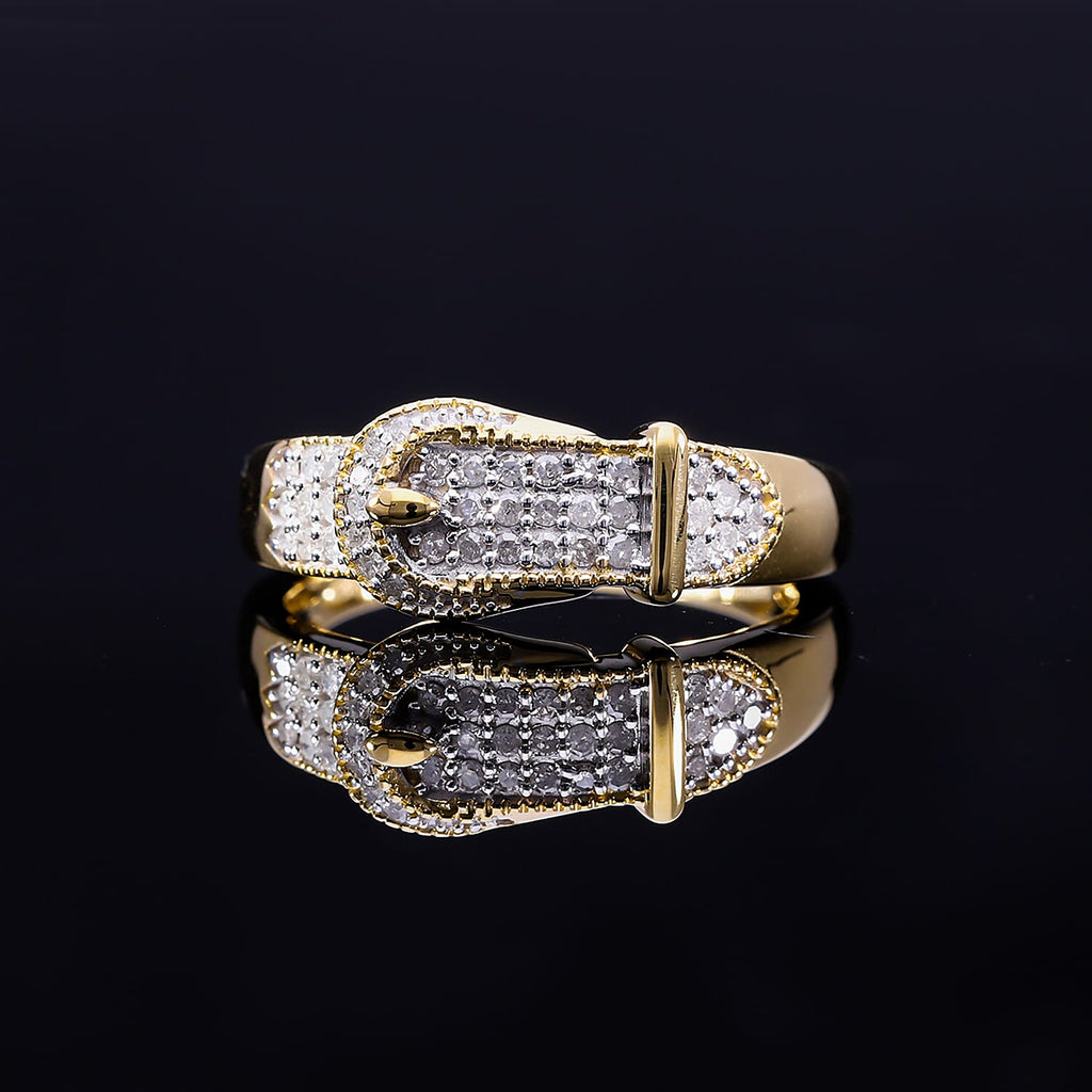 White Diamond  Ring in Vermeil YG Sterling Silver 0.298  Ct.