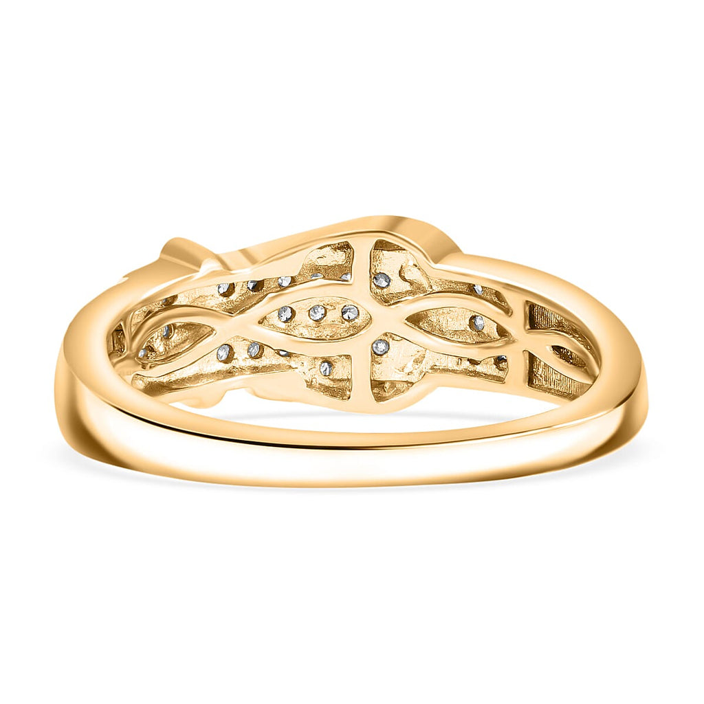 White Diamond  Ring in Vermeil YG Sterling Silver 0.298  Ct.