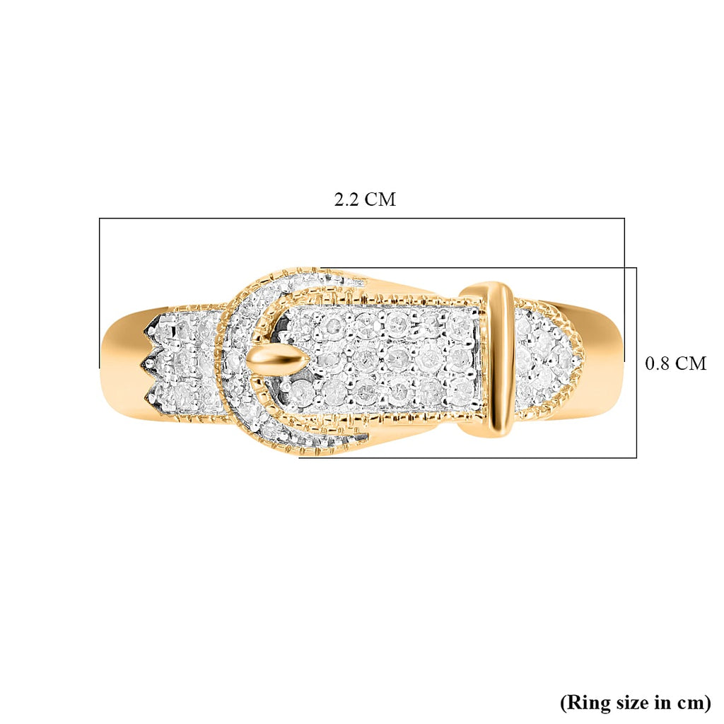 White Diamond  Ring in Vermeil YG Sterling Silver 0.298  Ct.