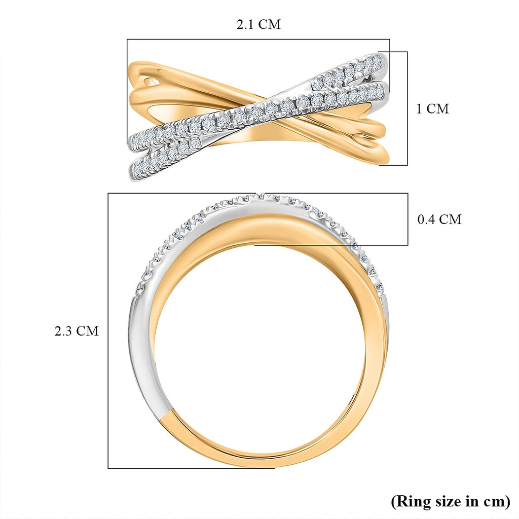 White Diamond Ring in Vermeil YG Sterling Silver