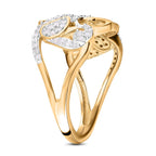 Diamond Scroll Vine with Leaves Ring in 18K Vermeil Yellow Gold Plated Sterling Silver 0.33 Ct