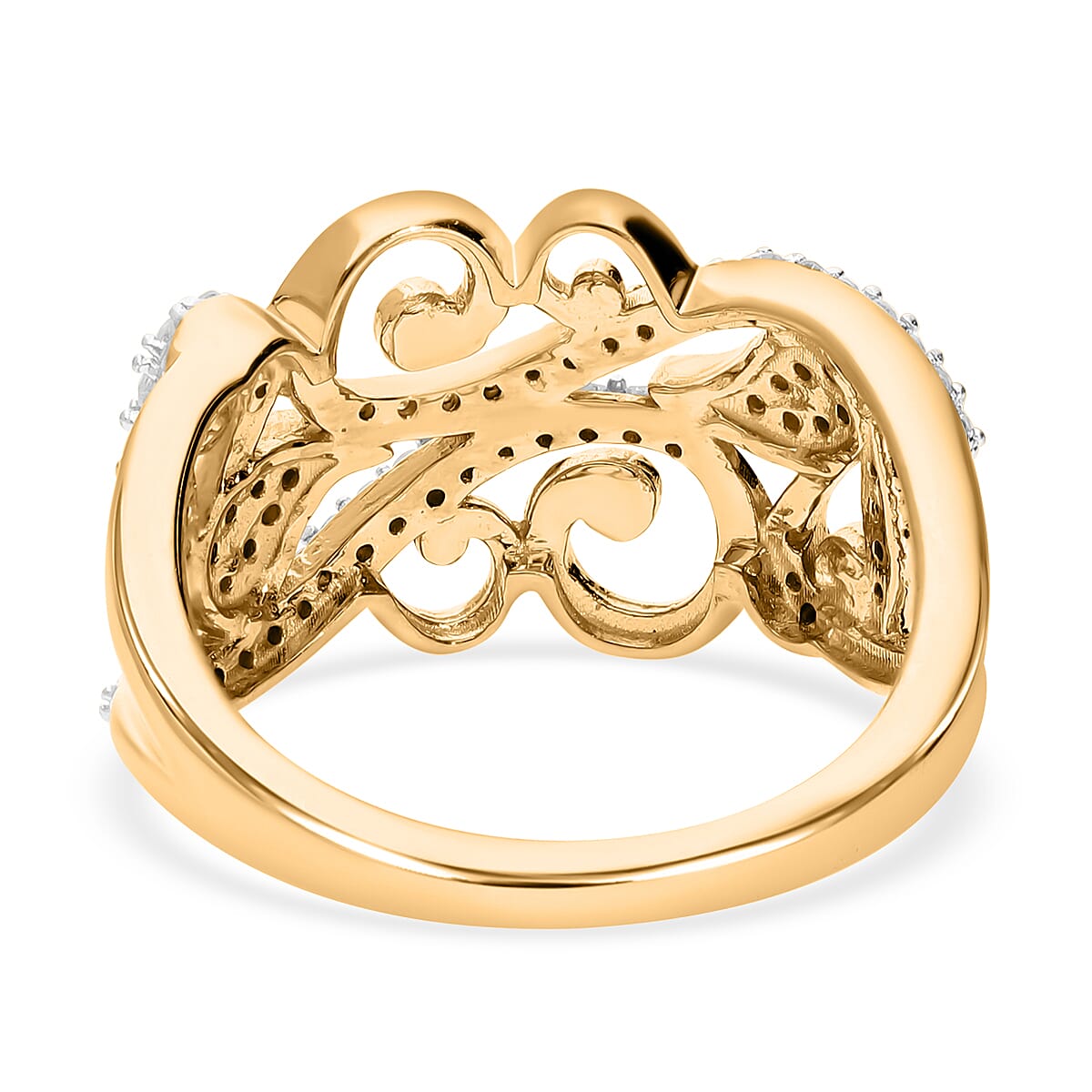 Diamond Scroll Vine with Leaves Ring in 18K Vermeil Yellow Gold Plated Sterling Silver 0.33 Ct 7651235 3