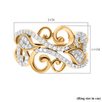 Diamond Scroll Vine with Leaves Ring in 18K Vermeil Yellow Gold Plated Sterling Silver 0.33 Ct