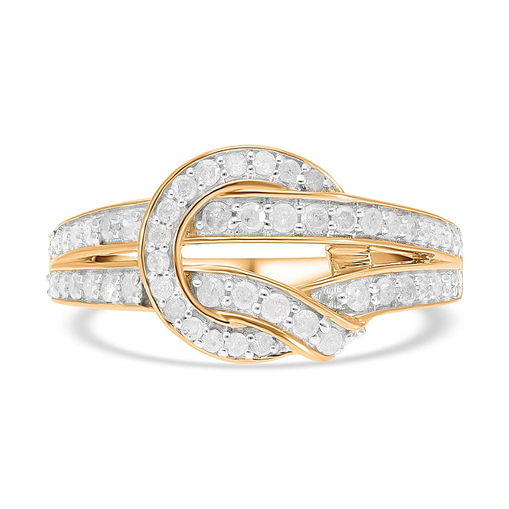 Designer Inspired- Diamond Ring in YG Vermeil Plated Sterling Silver 0.50 Ct.