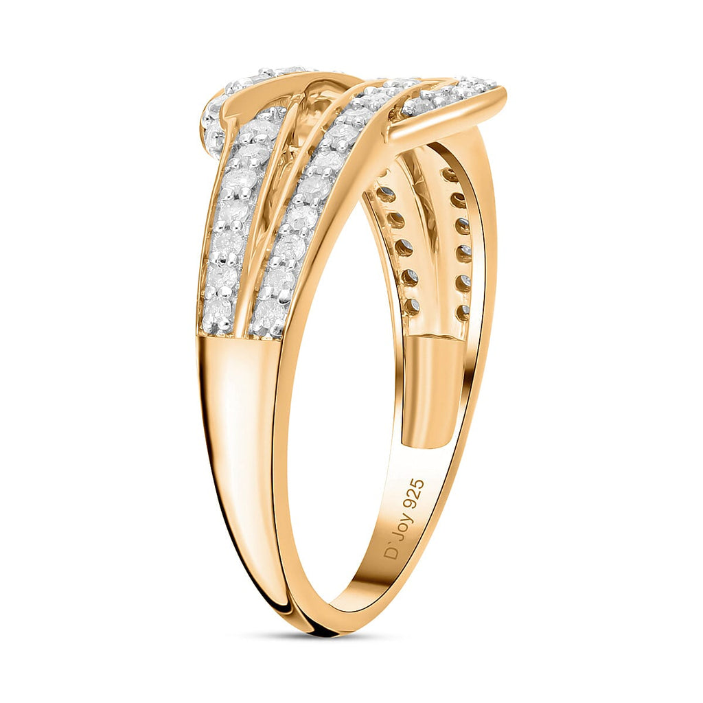Designer Inspired- Diamond Ring in YG Vermeil Plated Sterling Silver 0.50 Ct.