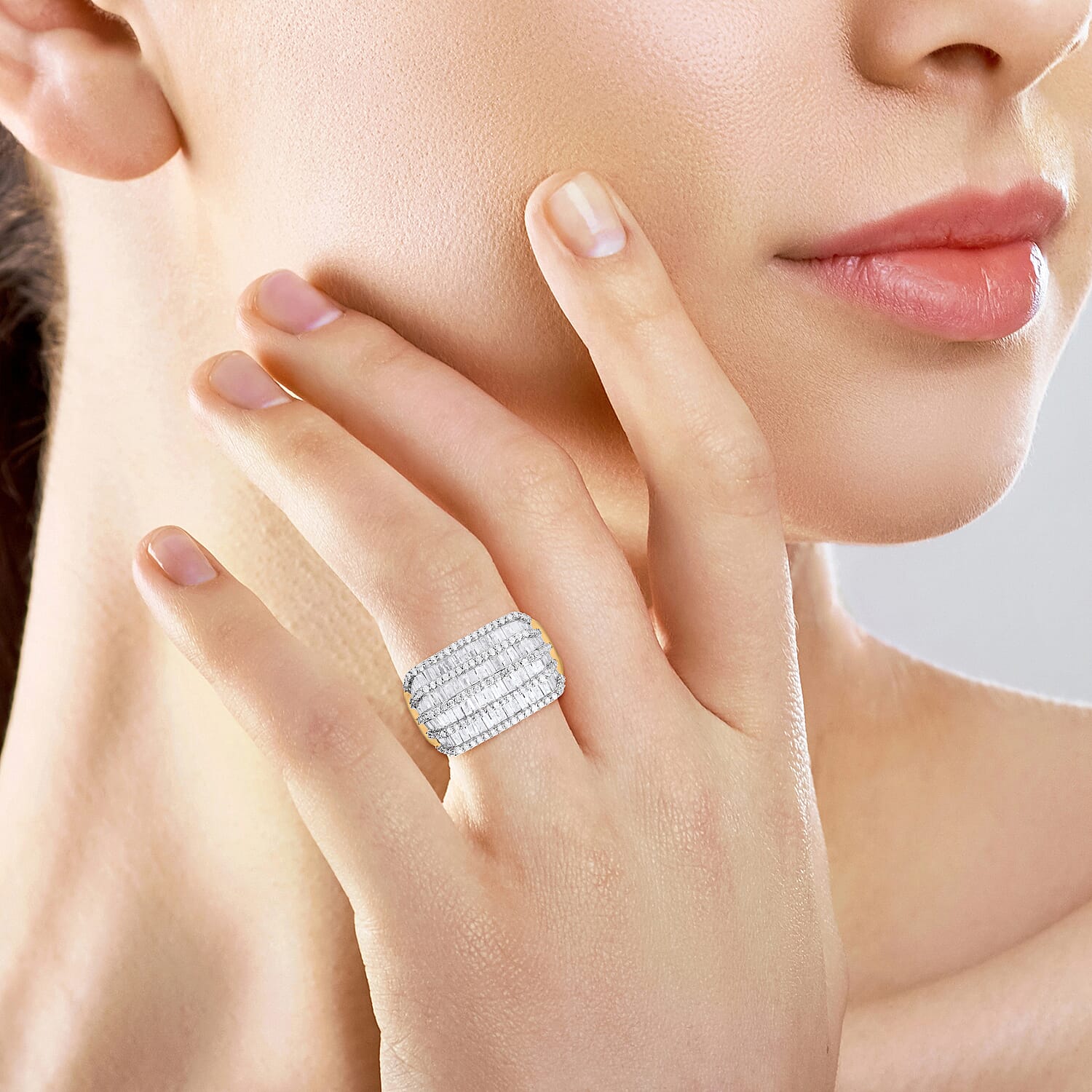 White Diamond Ring in Vermeil Yellow Gold Sterling Silver 7977284 2