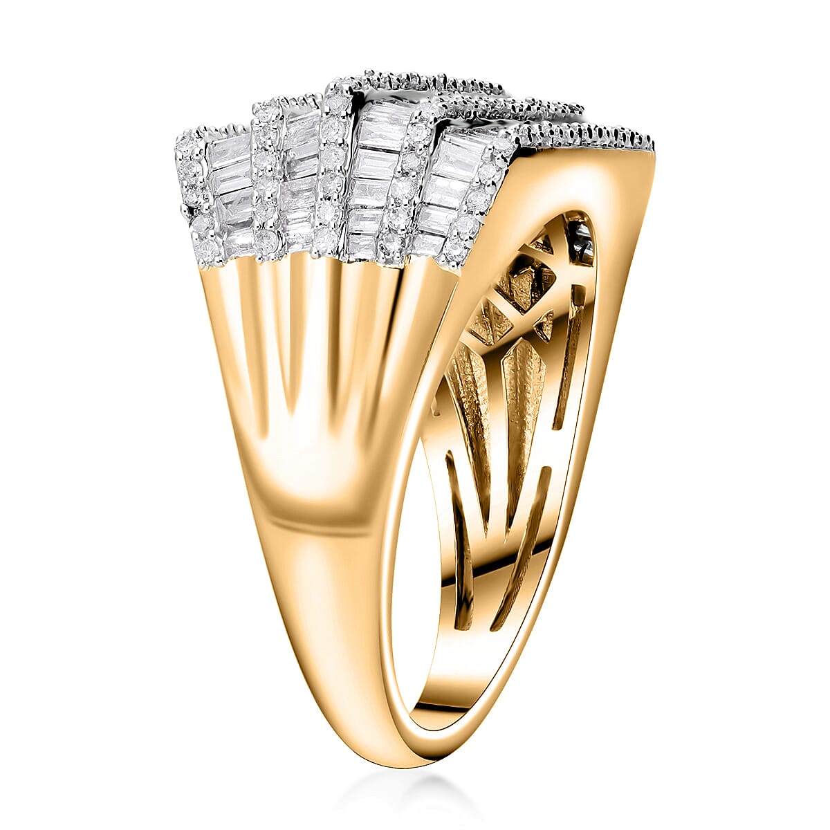 White Diamond Ring in Vermeil Yellow Gold Sterling Silver 7977284 3