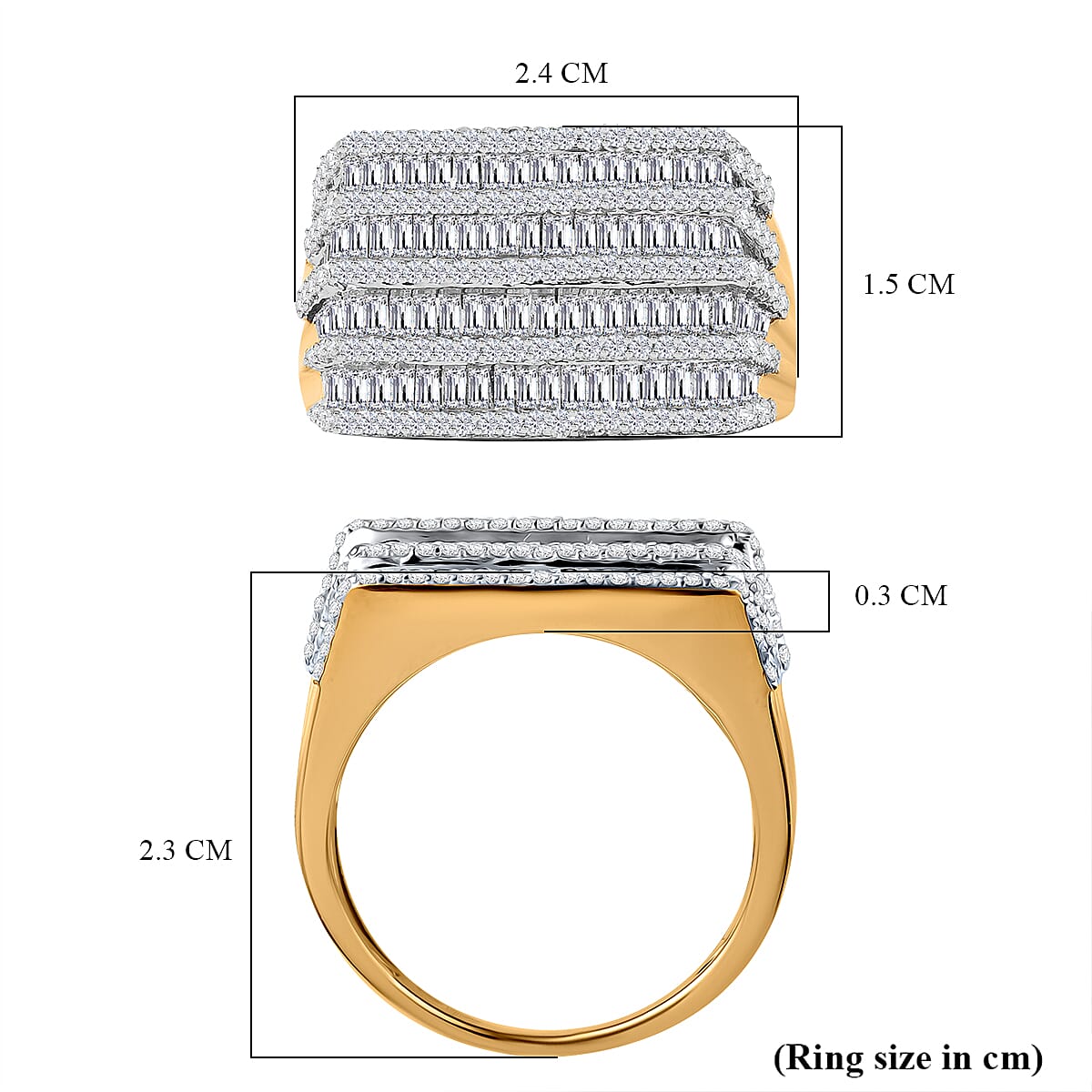 White Diamond Ring in Vermeil Yellow Gold Sterling Silver 7977284 5