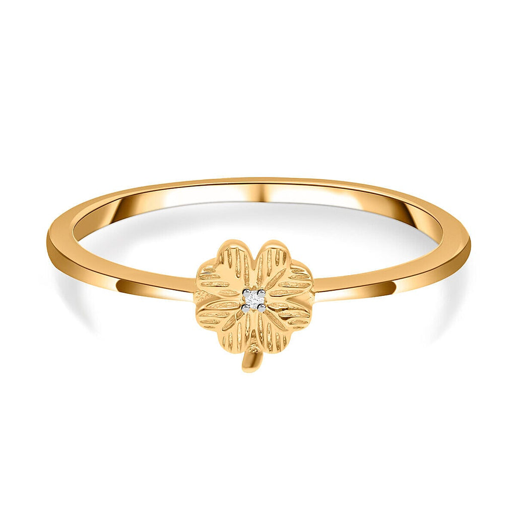 Diamond Floral Ring in Vermeil Yellow Gold Plated Sterling Silver