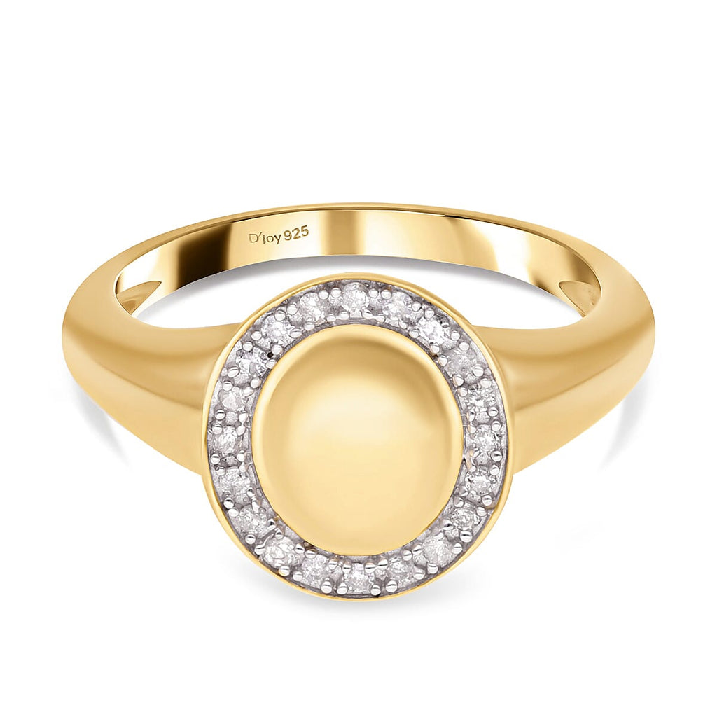 Diamond Ring in Vermeil Yellow Gold Plated Sterling Silver
