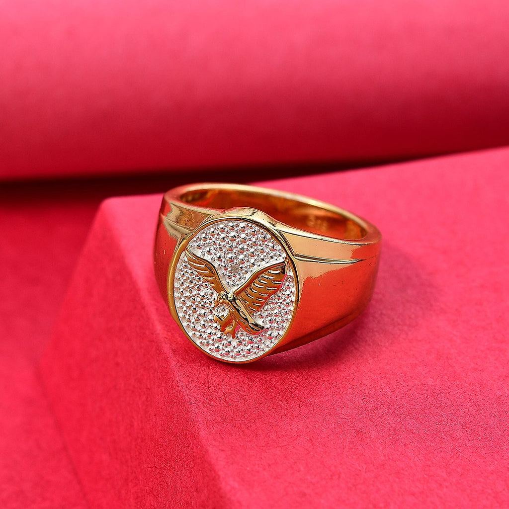 EverTrue Natural White Diamond Eagle Ring in Gold Bond