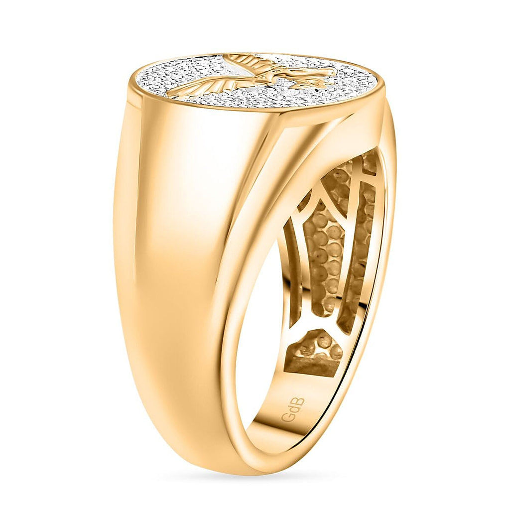 EverTrue Natural White Diamond Eagle Ring in Gold Bond