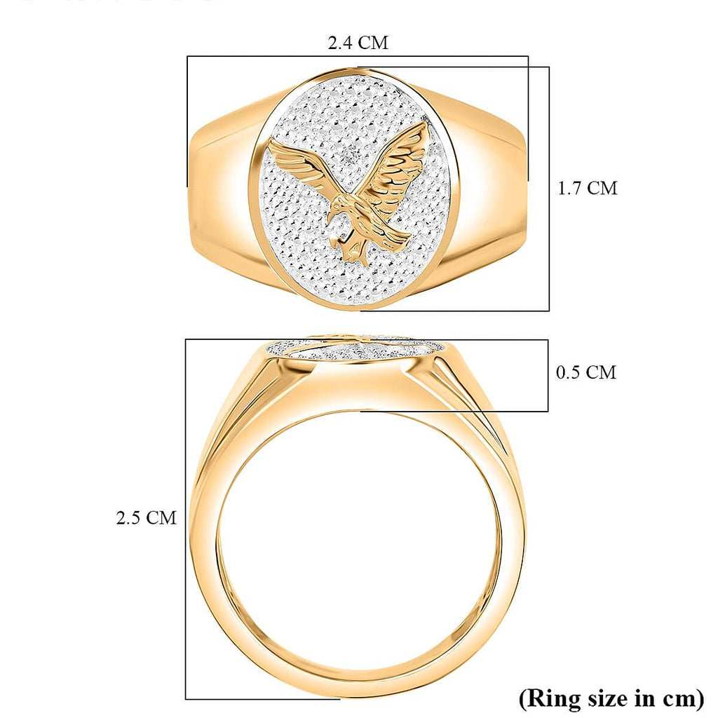 EverTrue Natural White Diamond Eagle Ring in Gold Bond