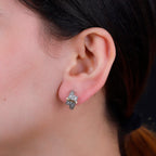 Designer Close Out - Natural White Diamond Earrings Yellow Pen Plating Design Element With Plastic Push Back.