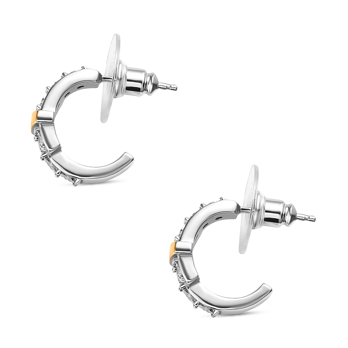 Designer Close Out - Natural White Diamond Earrings Yellow Pen Plating Design Element With Plastic Push Back. 7856706 4