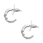 Designer Close Out - Natural White Diamond Earrings Yellow Pen Plating Design Element With Plastic Push Back.