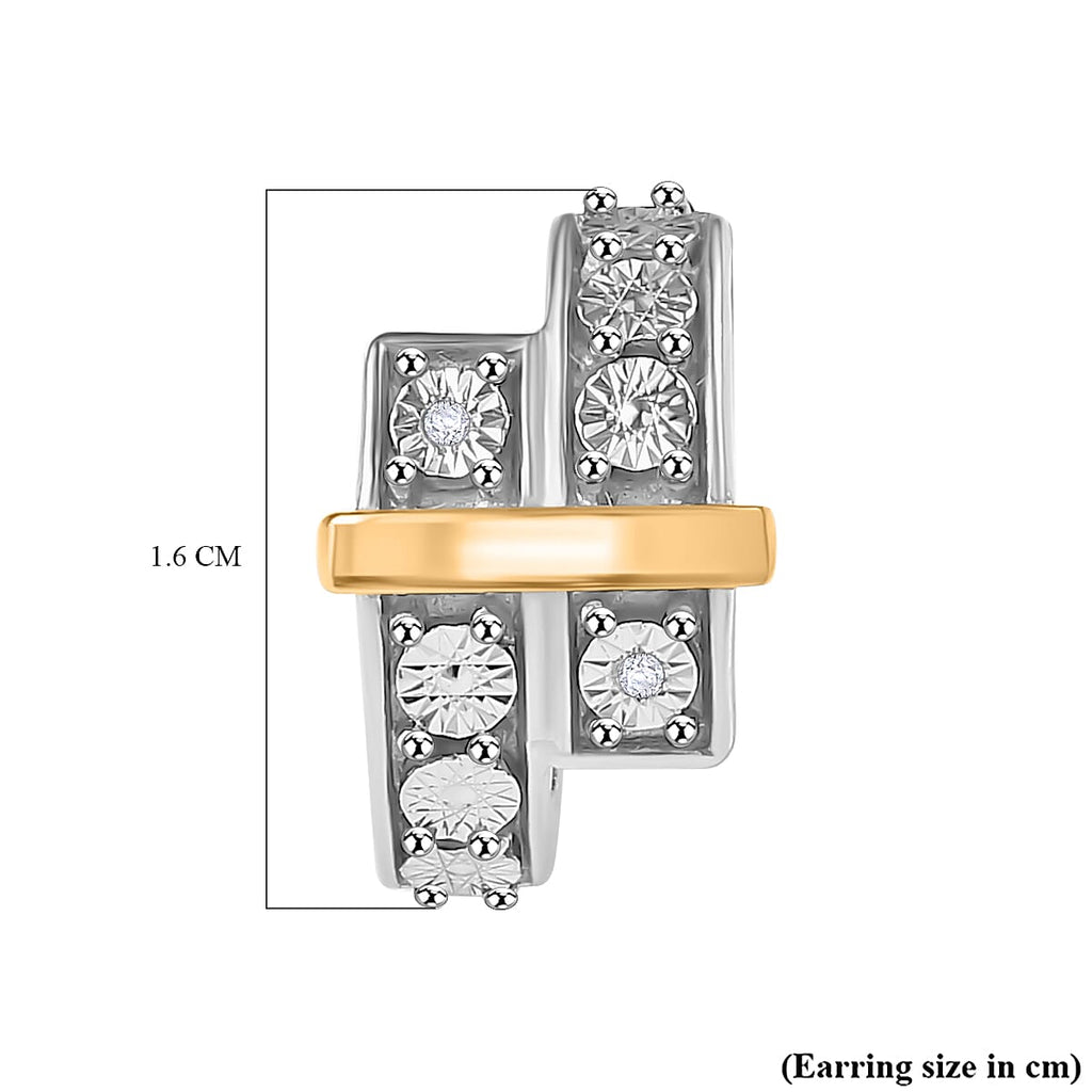 Designer Close Out - Natural White Diamond Earrings Yellow Pen Plating Design Element With Plastic Push Back.