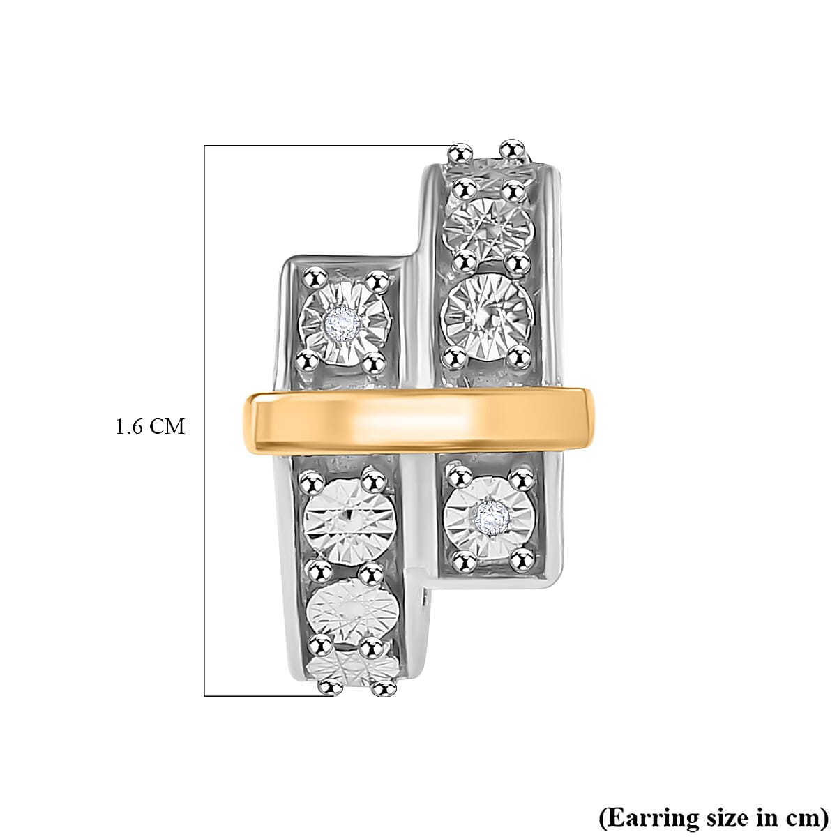 Designer Close Out - Natural White Diamond Earrings Yellow Pen Plating Design Element With Plastic Push Back. 7856706 5