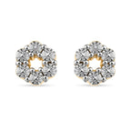 White Diamond Solitaire Stud With Push Back Earring in Yellow Gold Sterling Silver