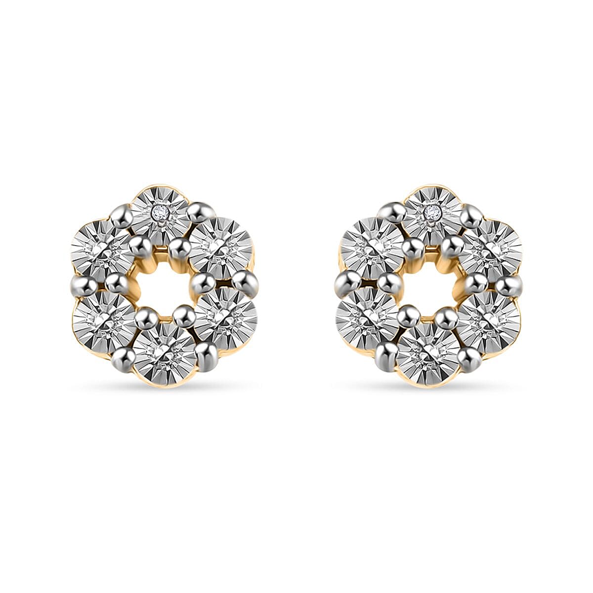 White Diamond Solitaire Stud With Push Back Earring in Yellow Gold Sterling Silver 7994863 0