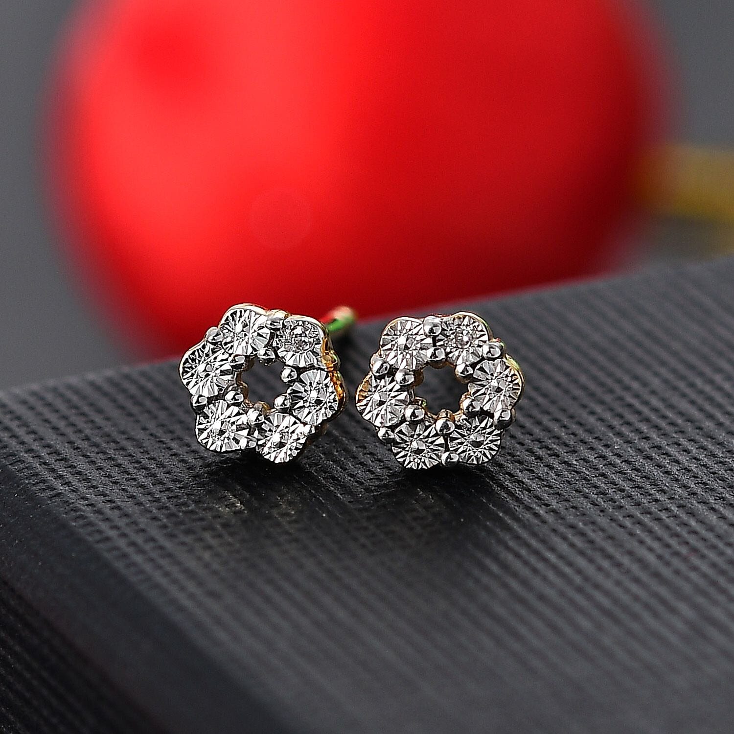 White Diamond Solitaire Stud With Push Back Earring in Yellow Gold Sterling Silver 7994863 2