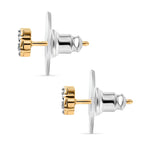 White Diamond Solitaire Stud With Push Back Earring in Yellow Gold Sterling Silver
