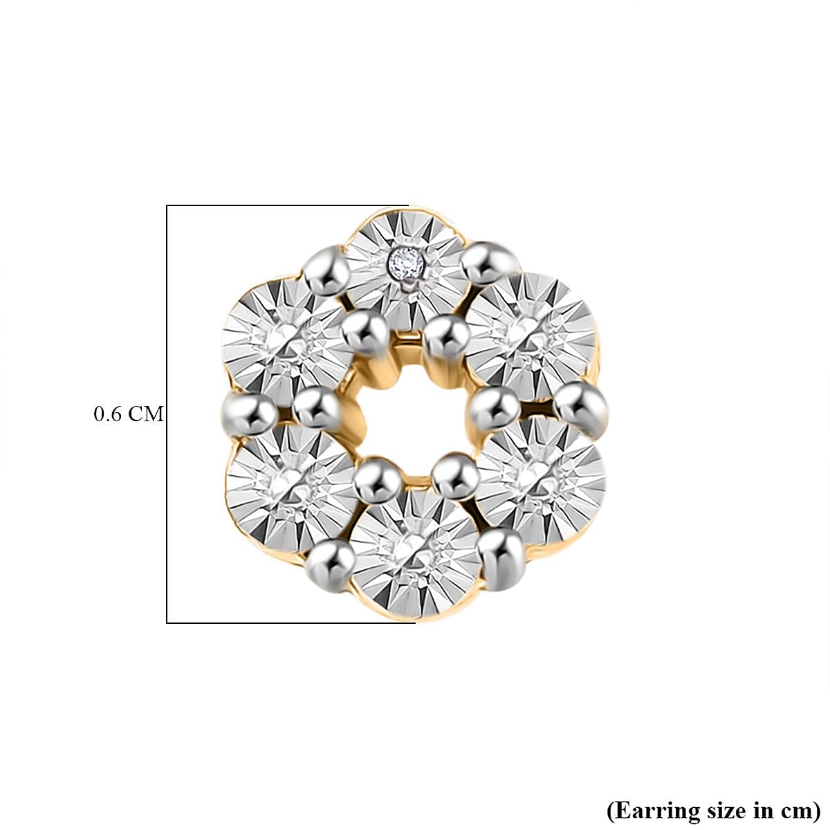 White Diamond Solitaire Stud With Push Back Earring in Yellow Gold Sterling Silver 7994863 6