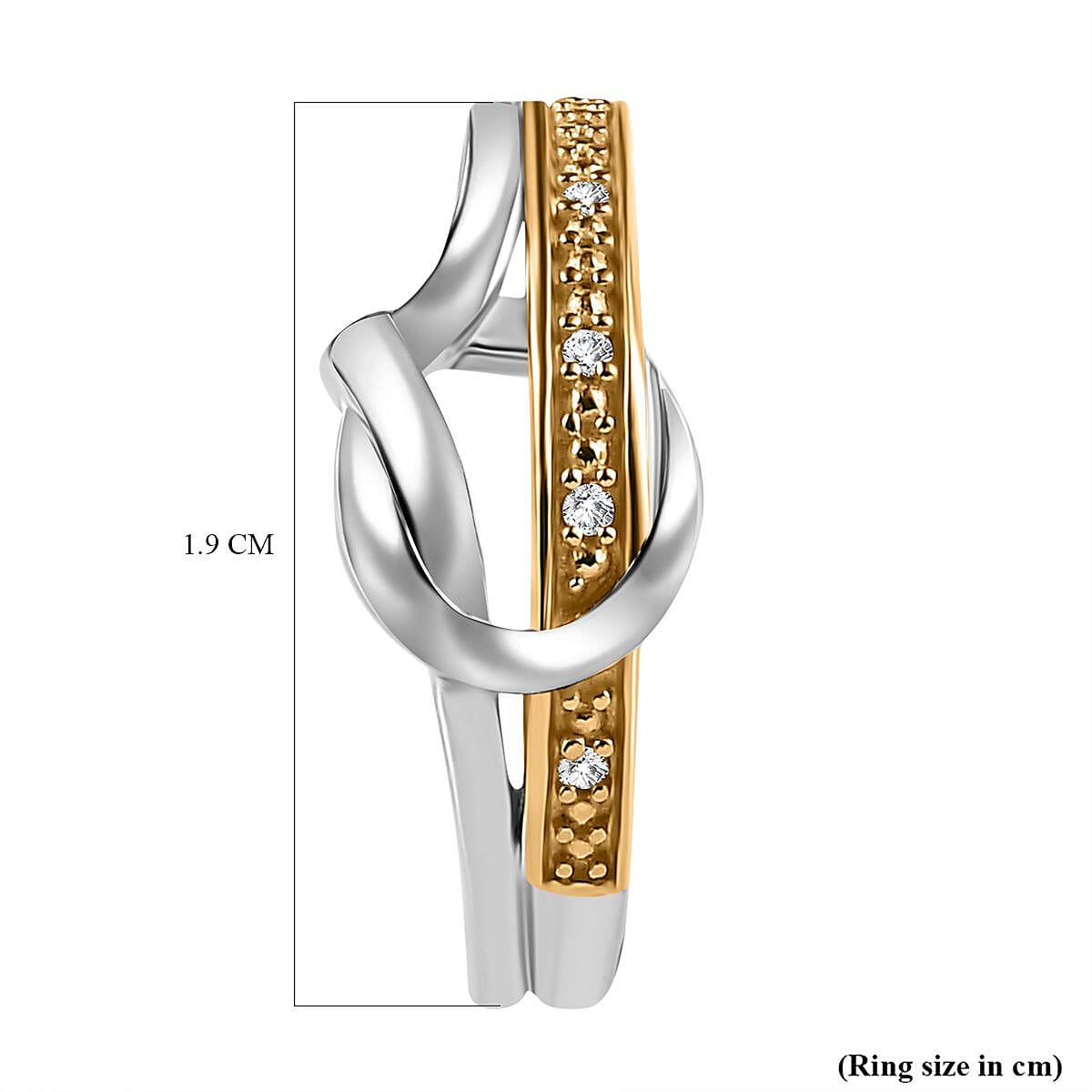 White Diamond Stud Push Back Earrings in Yellow Gold Plated &amp; Platinum Overlay Sterling Silver 7802944 5