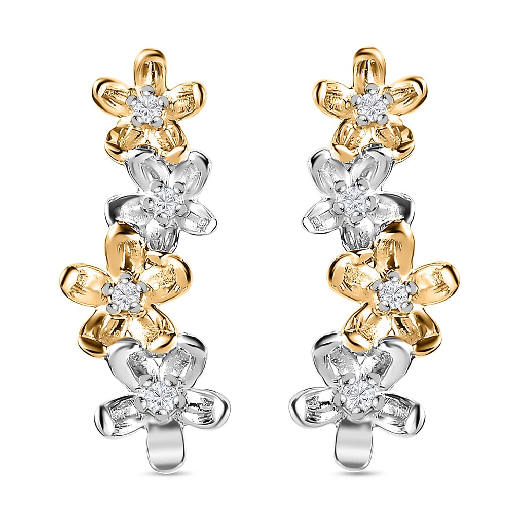 White Diamond  Solitaire Stud Push Post Earring  Sterling Silver 0.10 ct  0.104  Ct.