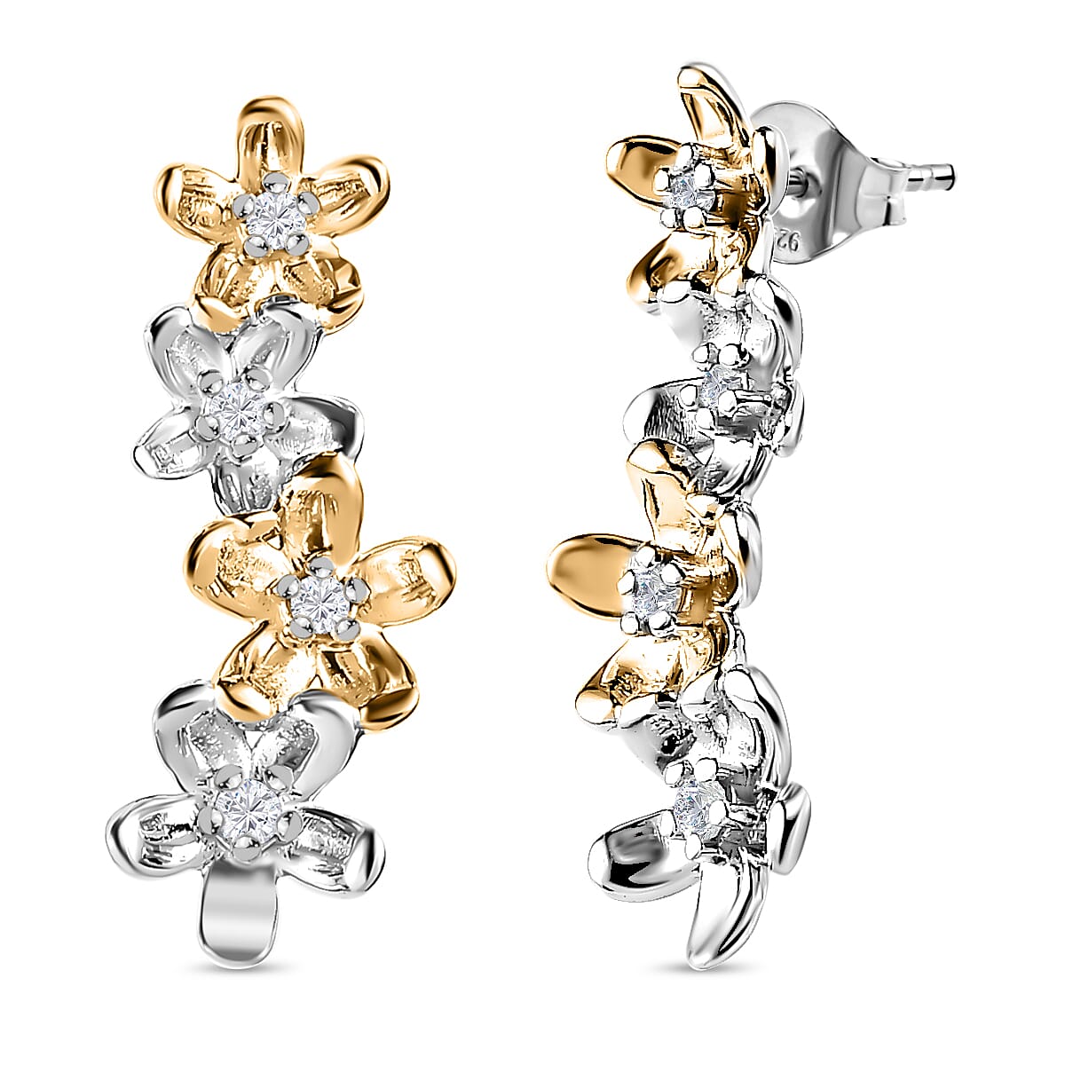 White Diamond  Solitaire Stud Push Post Earring  Sterling Silver 0.10 ct  0.104  Ct. 7647620 4