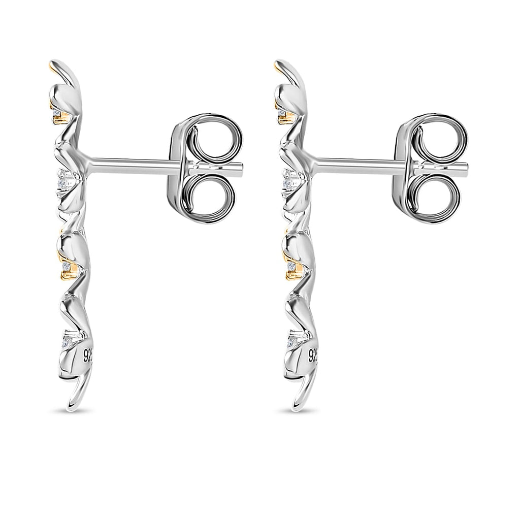 White Diamond  Solitaire Stud Push Post Earring  Sterling Silver 0.10 ct  0.104  Ct.