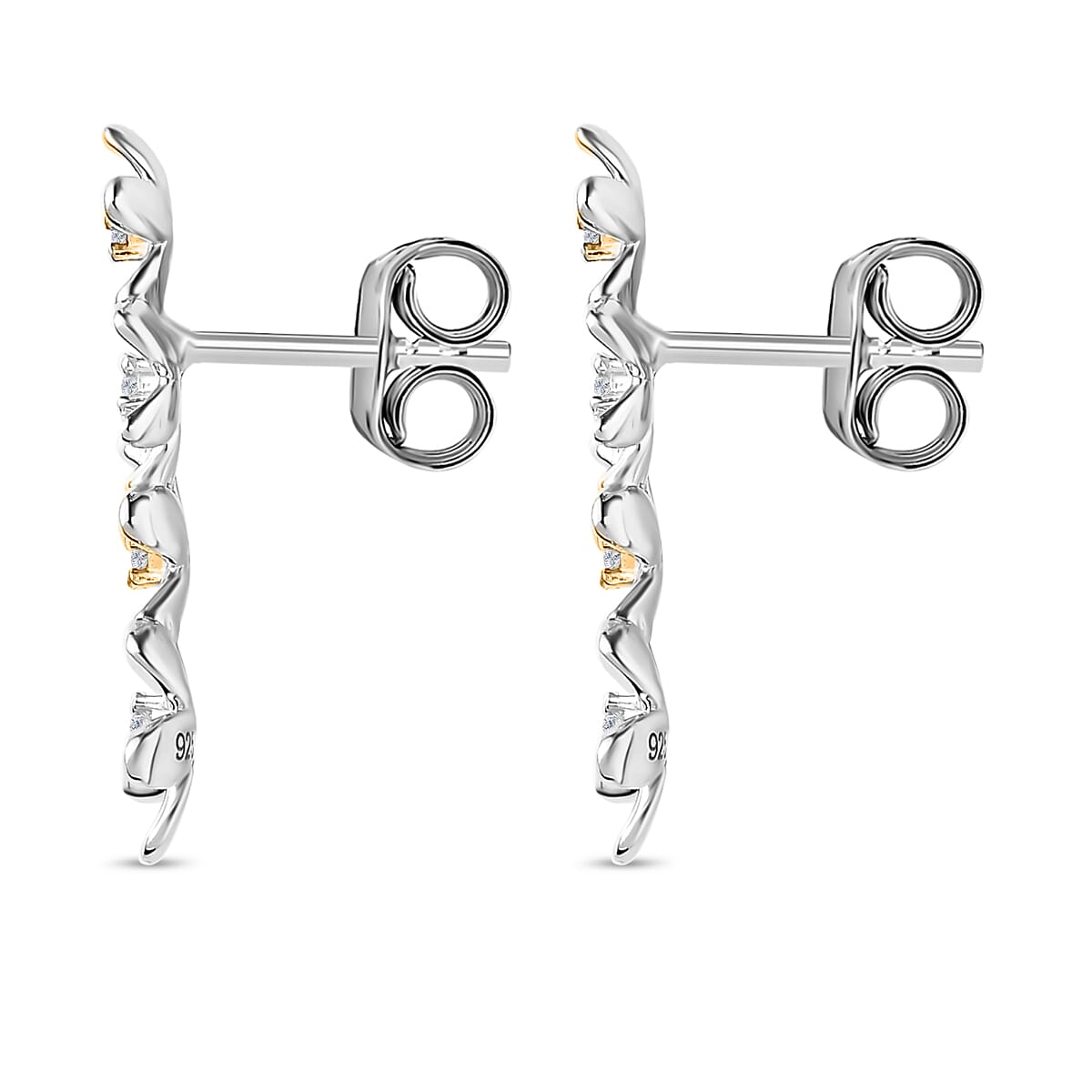 White Diamond  Solitaire Stud Push Post Earring  Sterling Silver 0.10 ct  0.104  Ct. 7647620 5