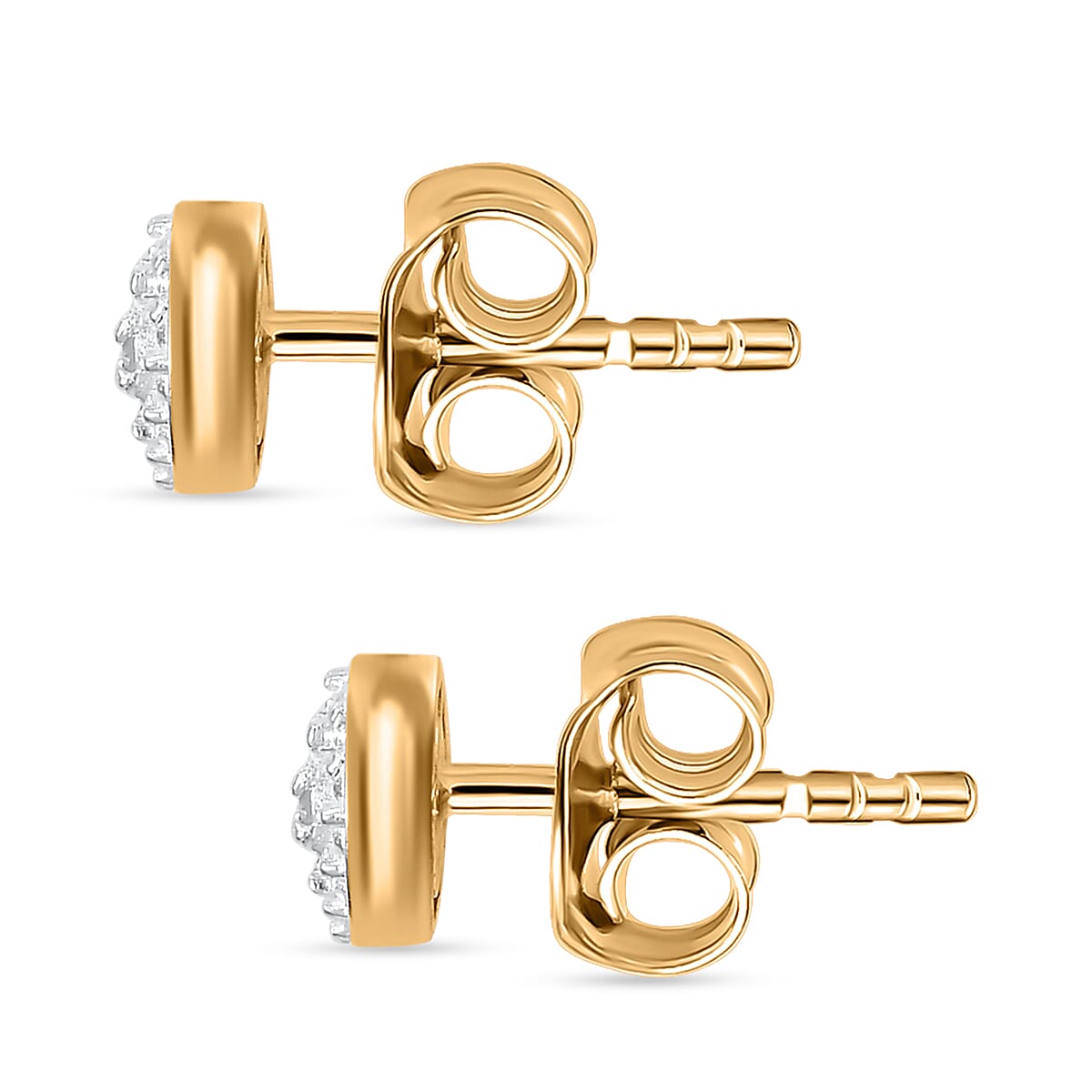 White Diamond Solitaire Stud Earring with Push Back in 18K Vermeil Yellow Gold Plated Sterling Silver 7991086 5