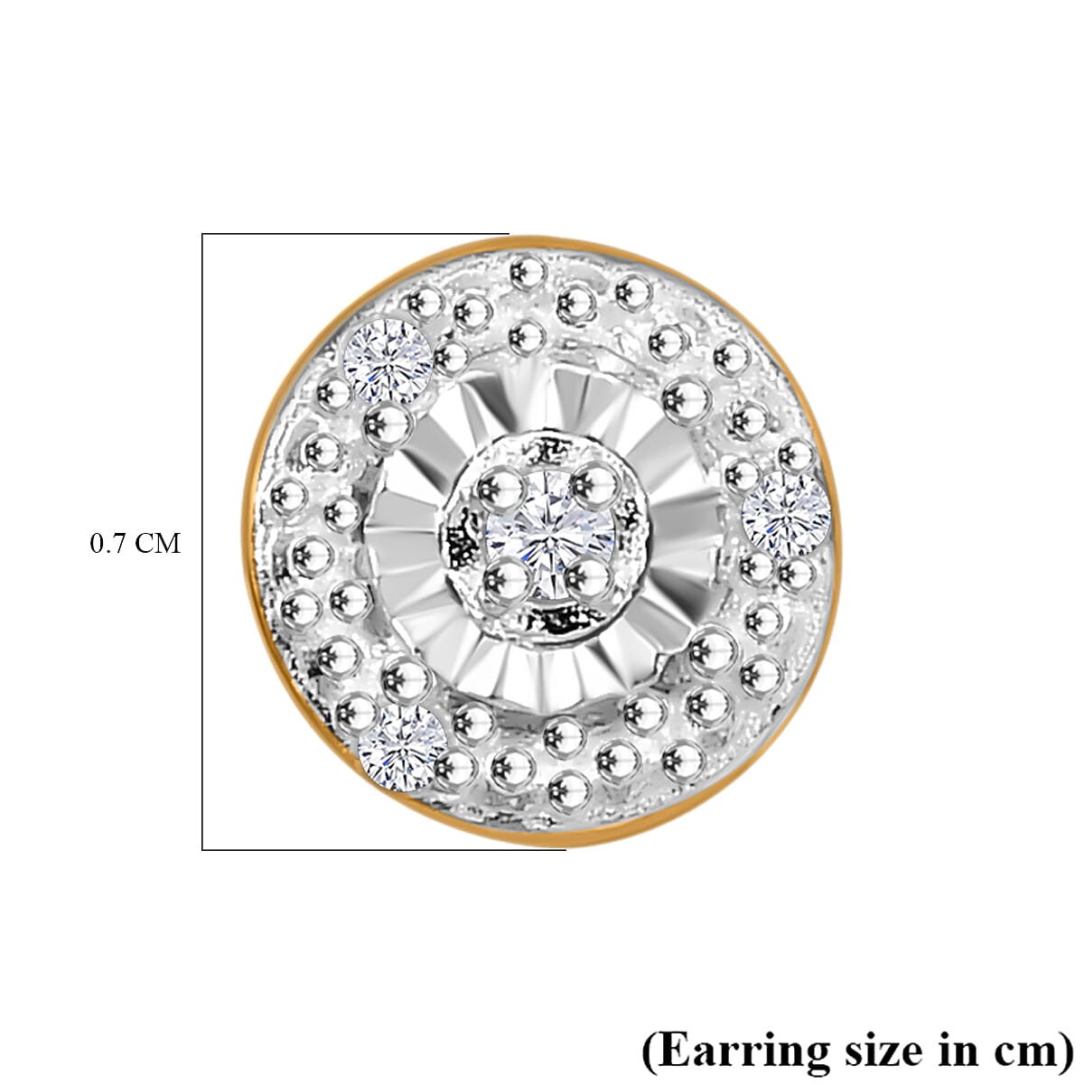 White Diamond Solitaire Stud Earring with Push Back in 18K Vermeil Yellow Gold Plated Sterling Silver 7991086 6