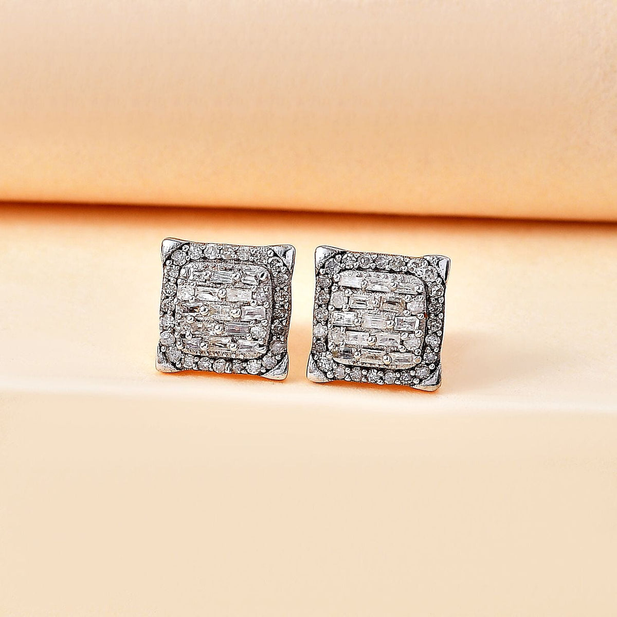 White Diamond Solitaire Stud Push Post Earring in 18K Yellow Gold Vermeil Sterling Silver 7823180 2
