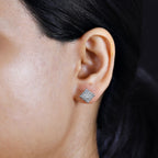 White Diamond  Solitaire Stud Push Post Earring in 18K YG Vermeil Sterling Silver 0.49 ct  0.512  Ct.