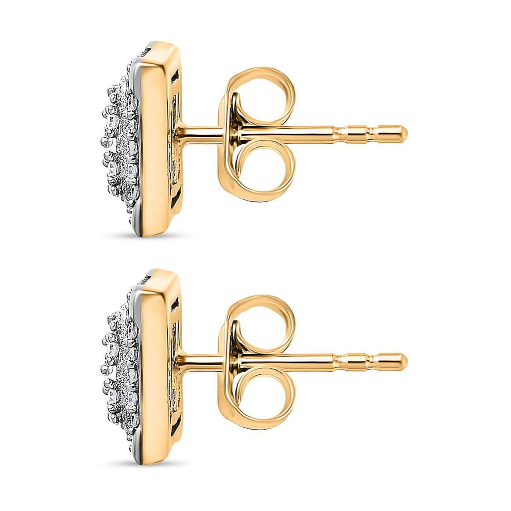 White Diamond  Solitaire Stud Push Post Earring in 18K YG Vermeil Sterling Silver 0.49 ct  0.512  Ct.