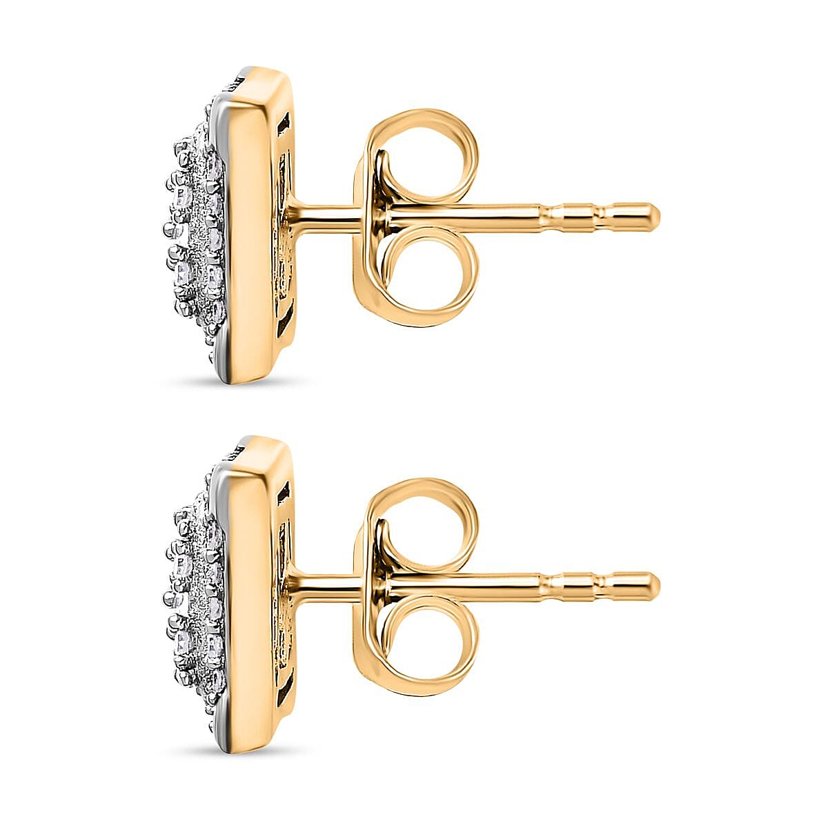 White Diamond Solitaire Stud Push Post Earring in 18K Yellow Gold Vermeil Sterling Silver 7823180 4