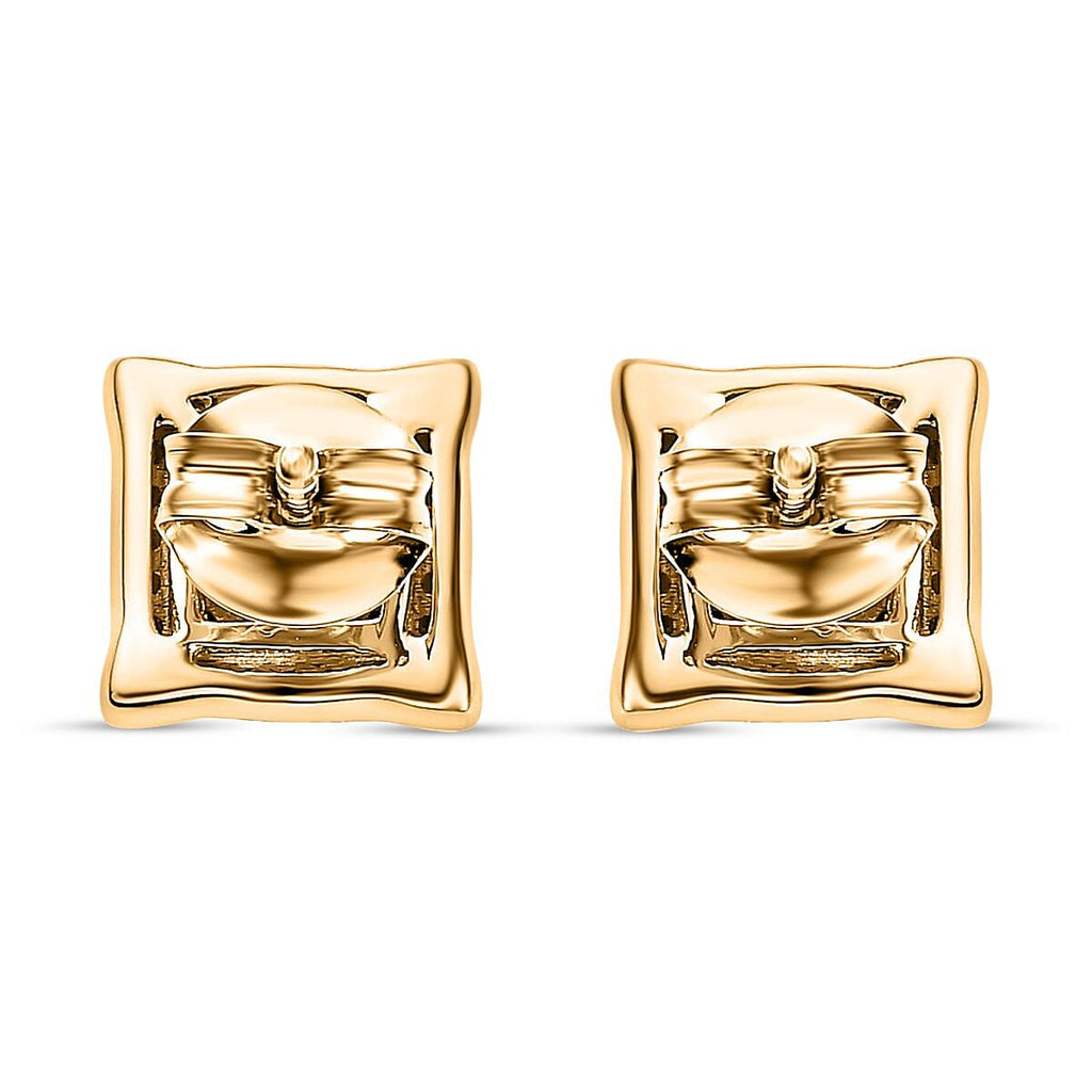 White Diamond  Solitaire Stud Push Post Earring in 18K YG Vermeil Sterling Silver 0.49 ct  0.512  Ct.
