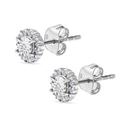 White Diamond  Solitaire Stud Push Post Earring in Platinum Overlay Sterling Silver 0.15 ct  0.168  Ct.