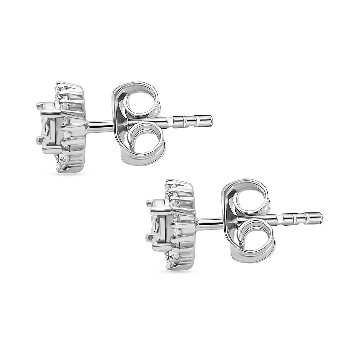 White Diamond  Solitaire Stud Push Post Earring in Platinum Overlay Sterling Silver 0.15 ct  0.168  Ct. 7648822 3