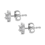 White Diamond  Solitaire Stud Push Post Earring in Platinum Overlay Sterling Silver 0.15 ct  0.168  Ct.