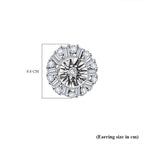 White Diamond  Solitaire Stud Push Post Earring in Platinum Overlay Sterling Silver 0.15 ct  0.168  Ct.